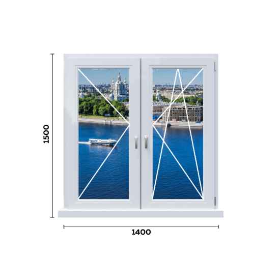 схема двухстворчатого окна 650 мм