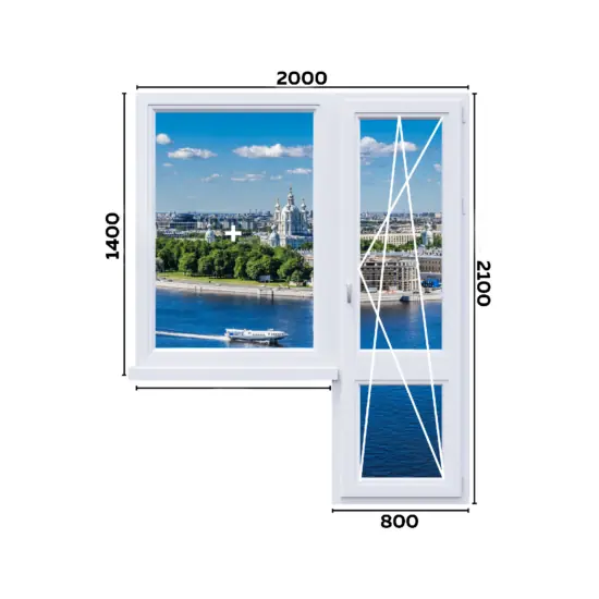 схема одностворчатого окна 1300мм