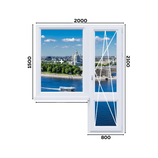 схема окна 2000мм вариант 2