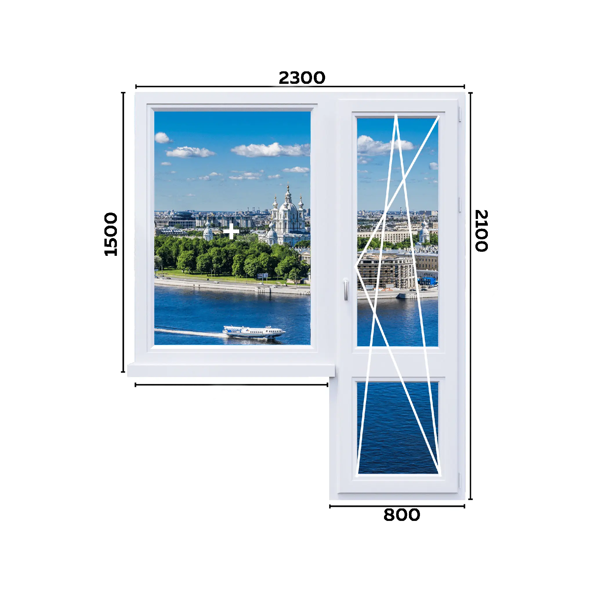 схема окна 2300мм вариант 1