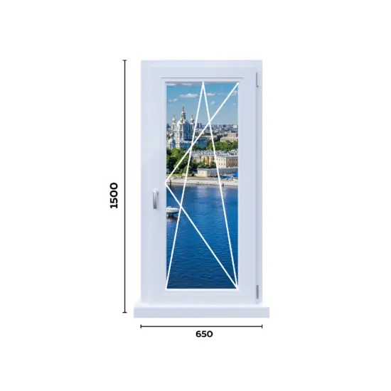 схема одностворчатого окна 650 мм