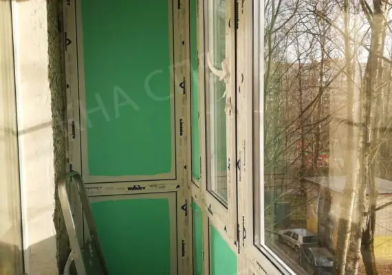 Остекление балкона и монтаж окна Проспект Славы 10к2
