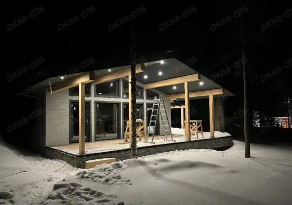 Остекление каркасного дома в КП Лисичкино